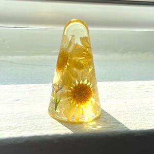 Accessory: cone shaped ring holder with sunflowers inside! Custom made!